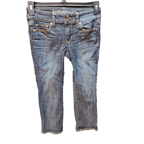American Eagle Outfitters Womens Jeans Blue Size 2 Cotton Blend Crop Stretch - Picture 1 of 12